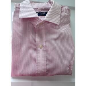 Polo Ralph Lauren Slim Fit Easy Care Pink/White Striped Dress Shirt Size Small